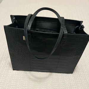 BEIS the work tote in black croc. Size small